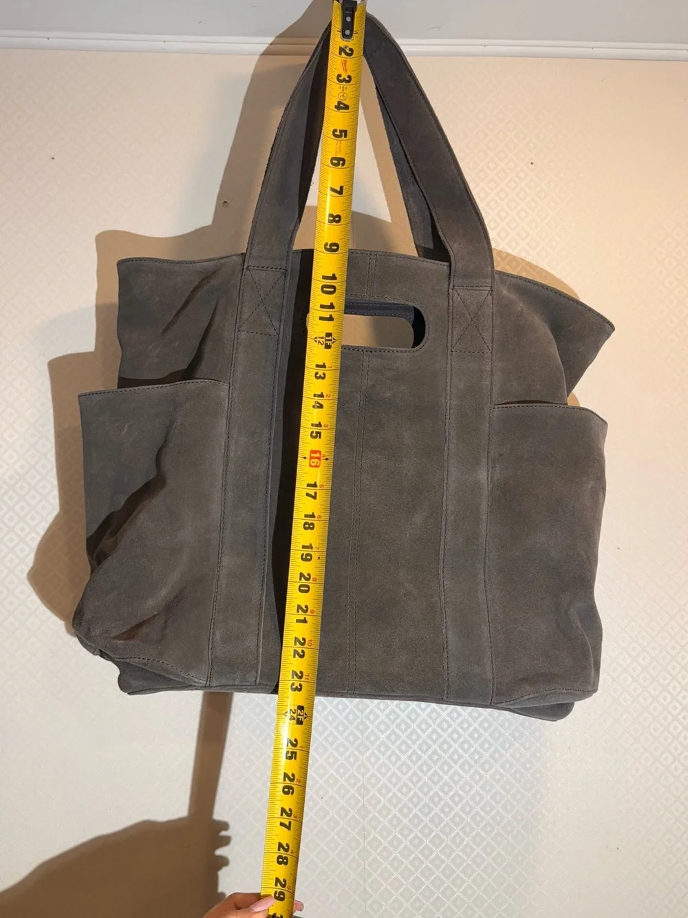 NWT Free People Suede Caravan Boho Tote in Taupe 100% Leather and Cotton